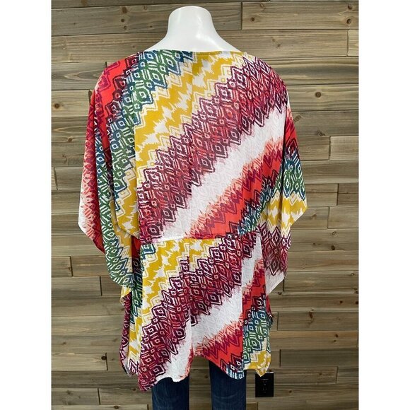 Lane Bryant Lightweight Kimono Shirt 18 20 Drawstring Waist Short Sleeve Top - Picture 3 of 7